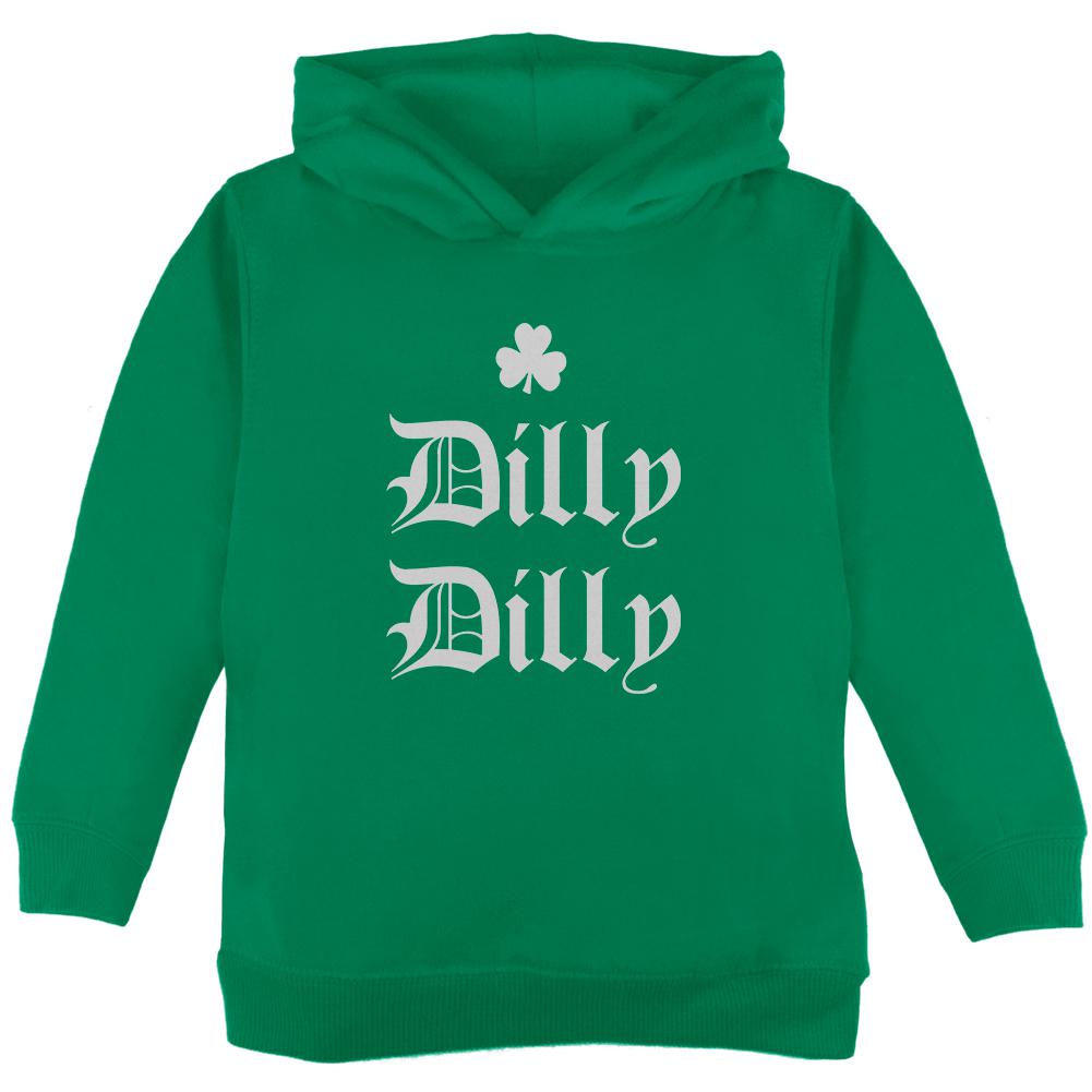 St. Patricks Day Dilly Dilly Shamrock Toddler Hoodie Toddler Hoodies Old Glory 2T Green 