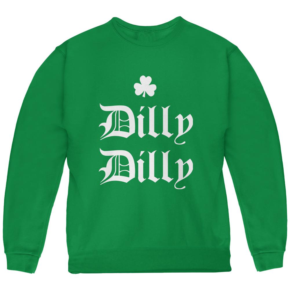 St. Patricks Day Dilly Dilly Shamrock Youth Sweatshirt Youth Sweatshirts Old Glory LG Green 