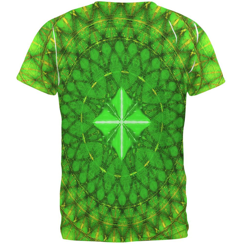 St Patrick's Day Shamrock Fractal Mandala All Over Mens T Shirt Men's T-Shirts Old Glory   