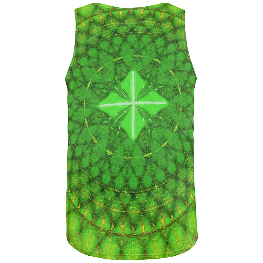 St Patrick's Day Shamrock Fractal Mandala All Over Mens Tank Top Men's Tank Tops Old Glory   