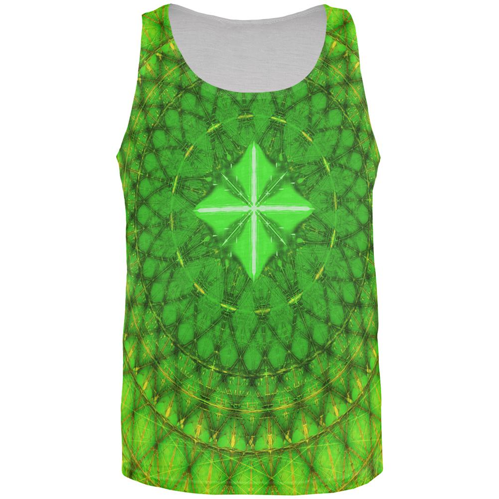 St Patrick's Day Shamrock Fractal Mandala All Over Mens Tank Top Men's Tank Tops Old Glory 2XL Multi 