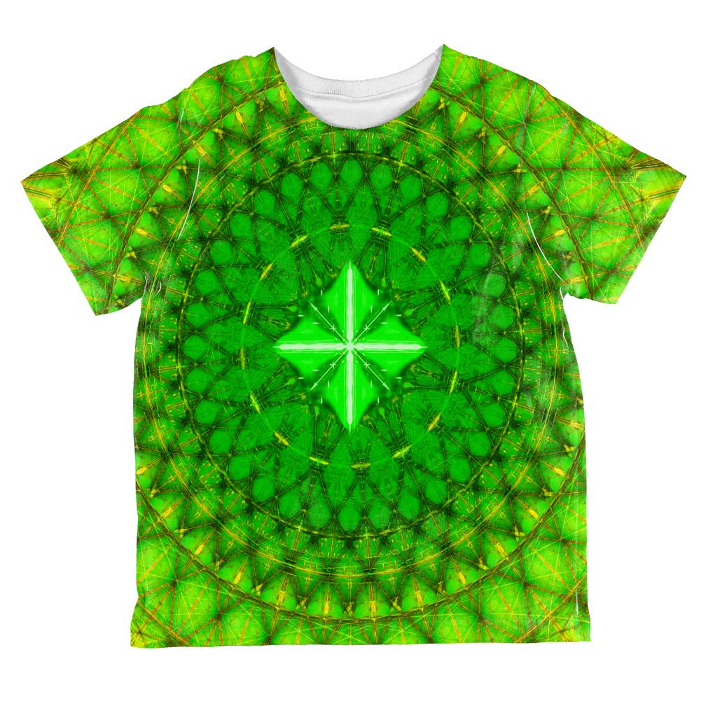 St Patrick's Day Shamrock Fractal Mandala All Over Toddler T Shirt Toddler T-Shirts Old Glory 2T Multi 