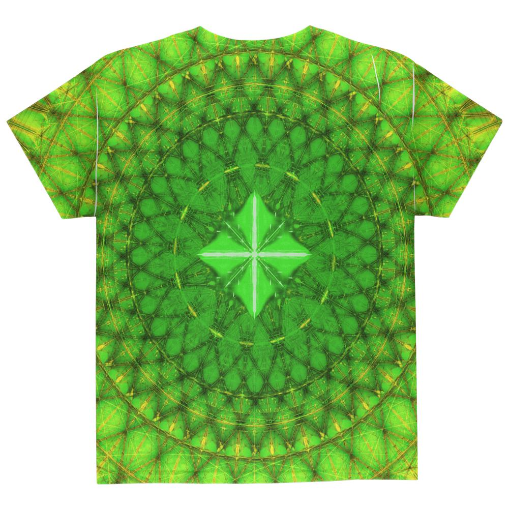 St Patrick's Day Shamrock Fractal Mandala All Over Youth T Shirt Youth T-Shirts Old Glory   