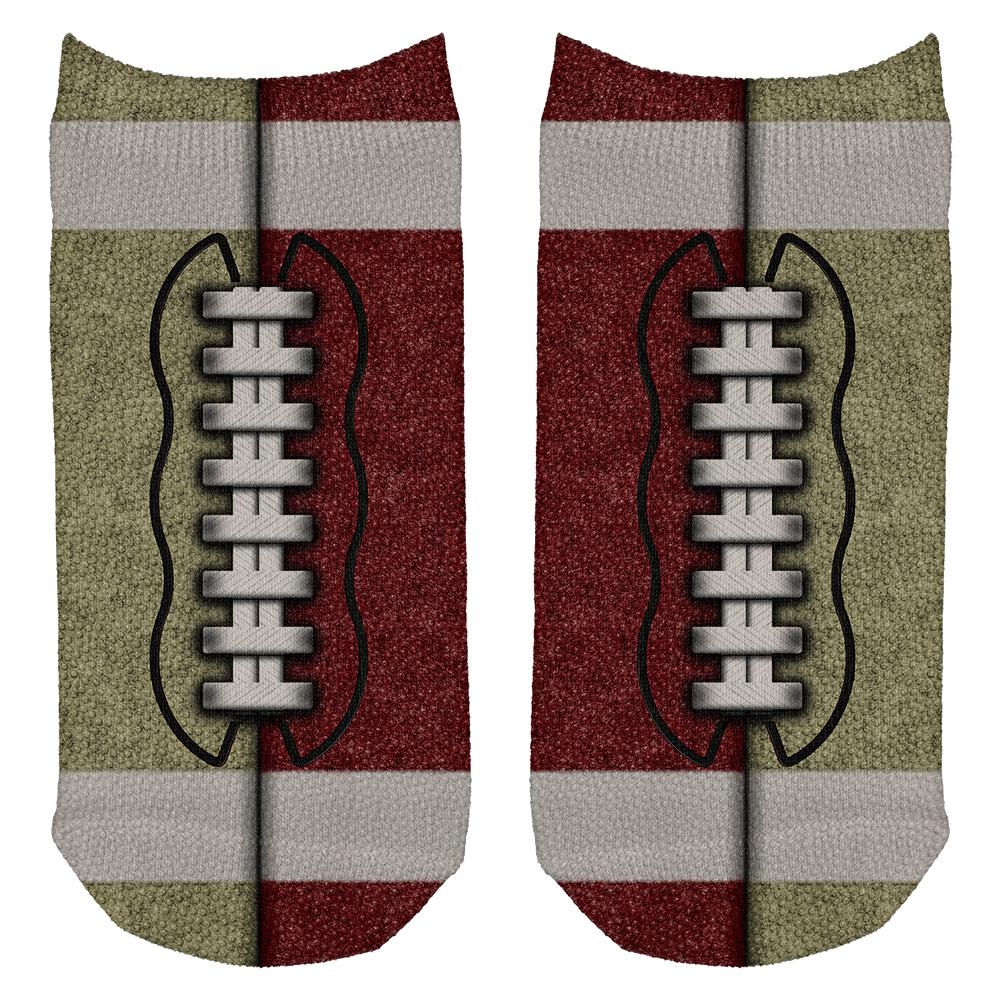 Fantasy Football Team Beige and Maroon All Over Adult Ankle Socks Men's Socks Old Glory OS White 