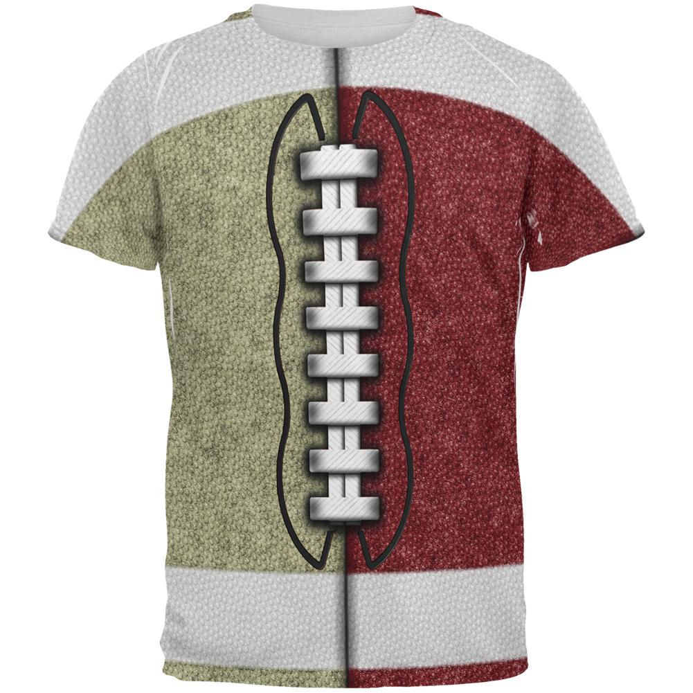 Fantasy Football Team Beige and Maroon All Over Mens T Shirt Men's T-Shirts Old Glory 2XL Multi 