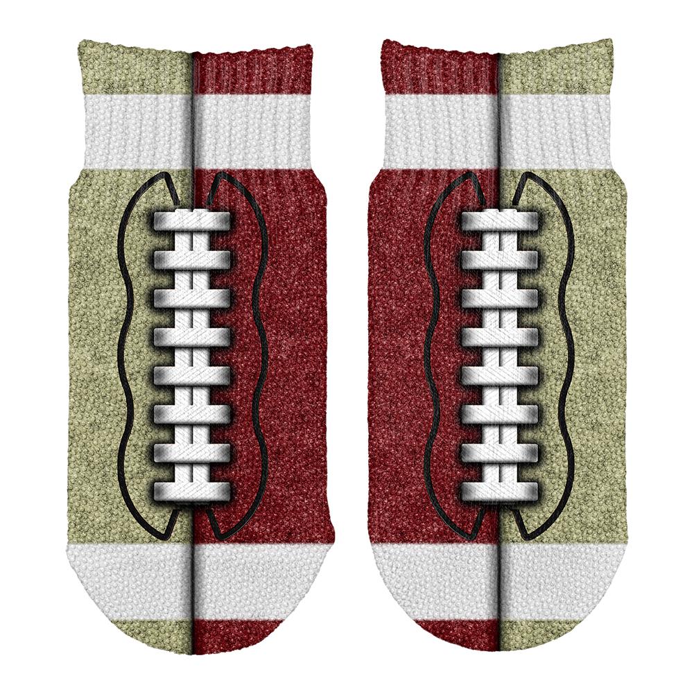 Fantasy Football Team Beige and Maroon All Over Toddler Ankle Socks Toddler Socks Old Glory OS White 