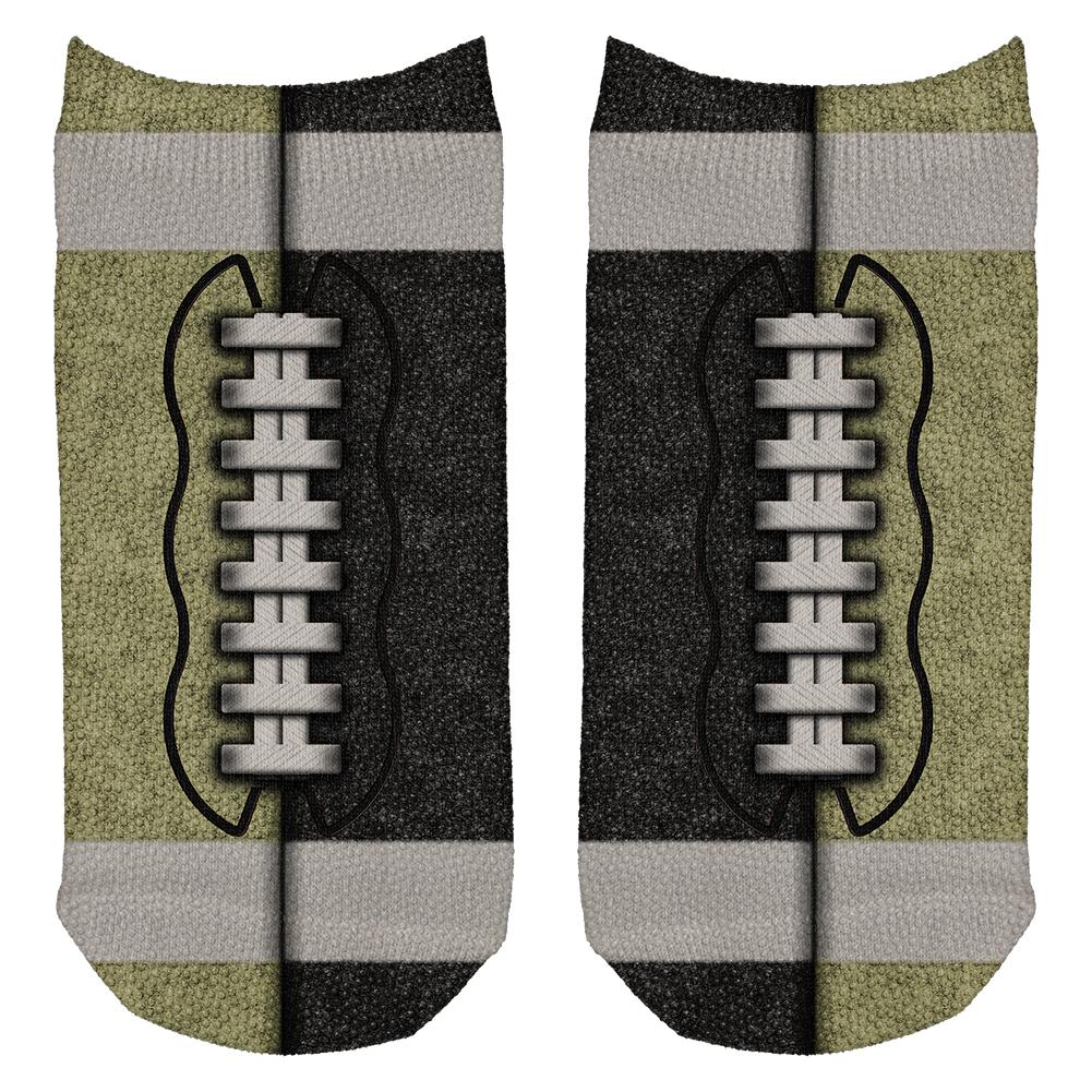 Fantasy Football Team Black and Gold All Over Adult Ankle Socks Men's Socks Old Glory OS White 