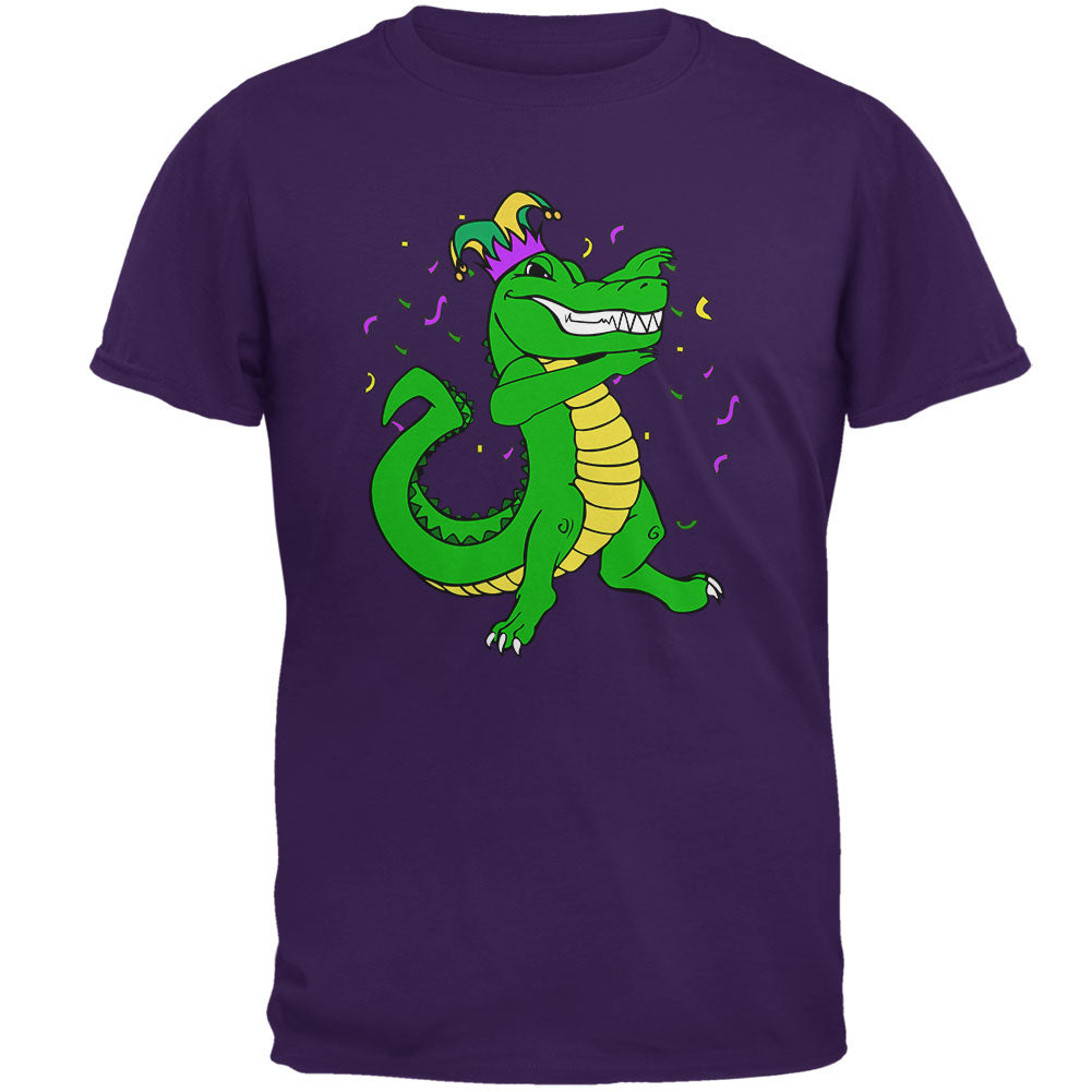 Mardi Gras Dabbing Alligator Jester Mens T Shirt Men's T-Shirts global 2XL Purple 