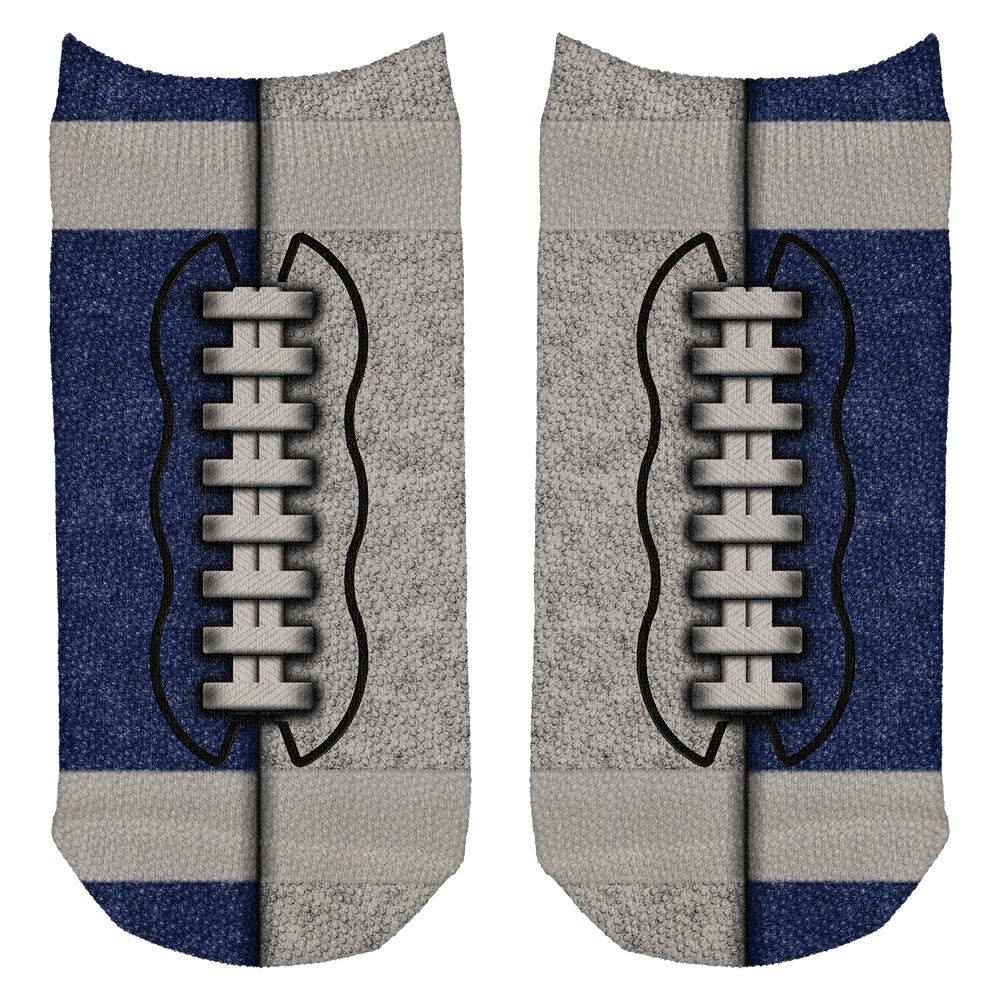 Fantasy Football Team Blue and White All Over Adult Ankle Socks Men's Socks Old Glory OS White 