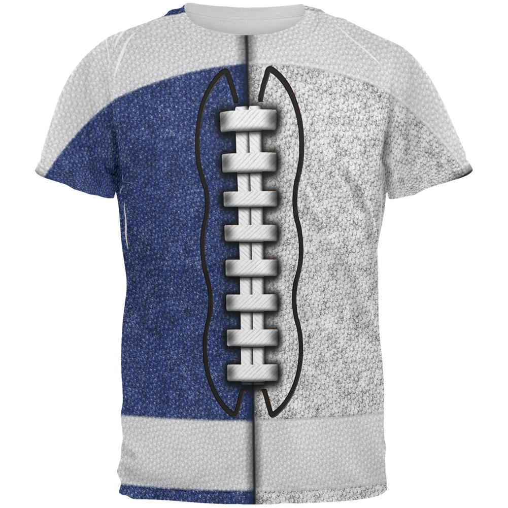 Fantasy Football Team Blue and White All Over Mens T Shirt Men's T-Shirts Old Glory 2XL Multi 