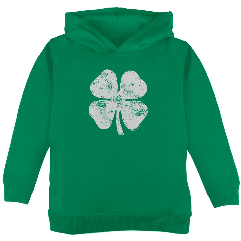 St. Patricks Day Distressed Shamrock Toddler Hoodie Toddler Hoodies Old Glory 2T Green 