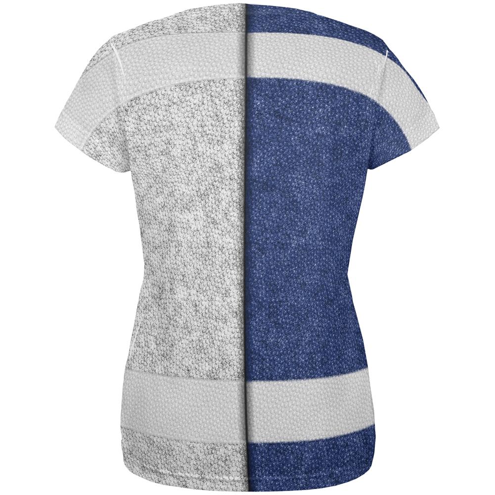 Fantasy Football Team Blue and White All Over Womens T Shirt Women's T-Shirts Old Glory   