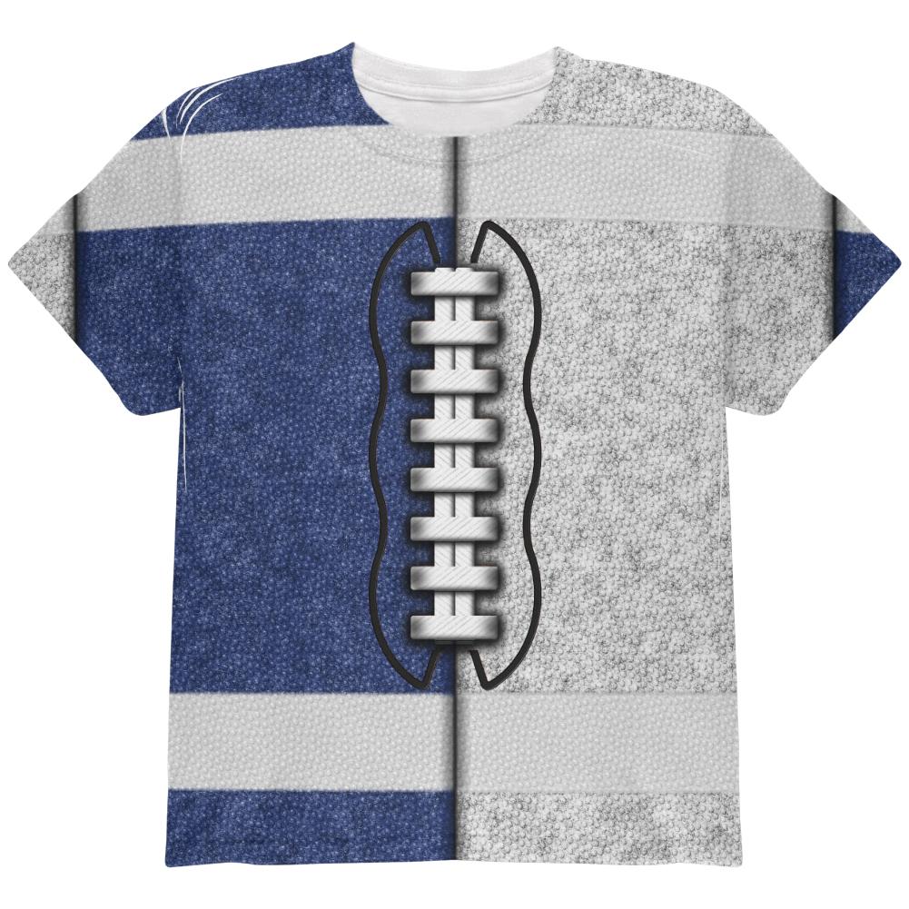 Fantasy Football Team Blue and White All Over Youth T Shirt Youth T-Shirts Old Glory LG Multi 