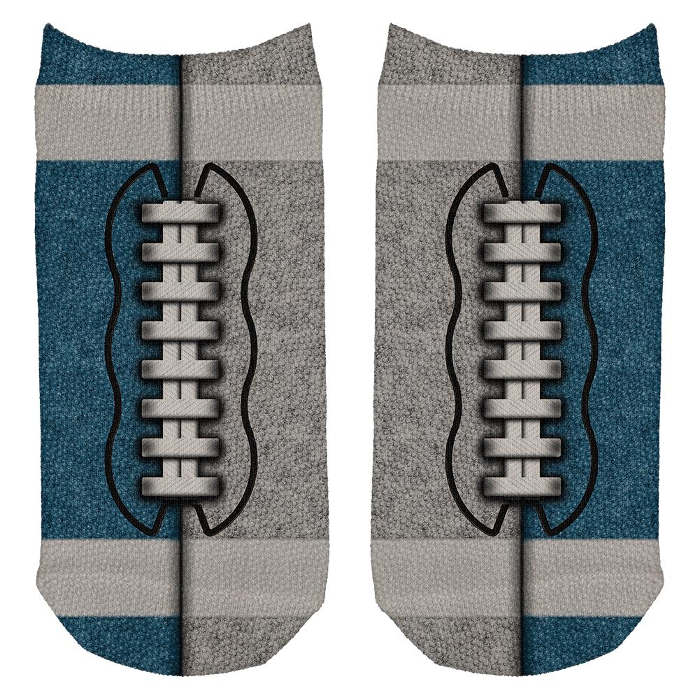 Fantasy Football Team Blue and Grey All Over Adult Ankle Socks Men's Socks Old Glory OS White 