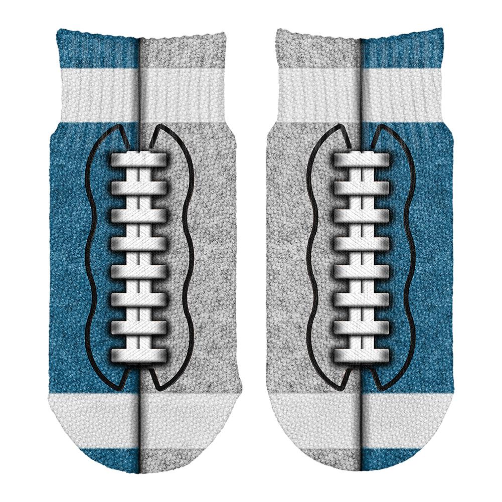 Fantasy Football Team Blue and Grey All Over Toddler Ankle Socks Toddler Socks Old Glory OS White 