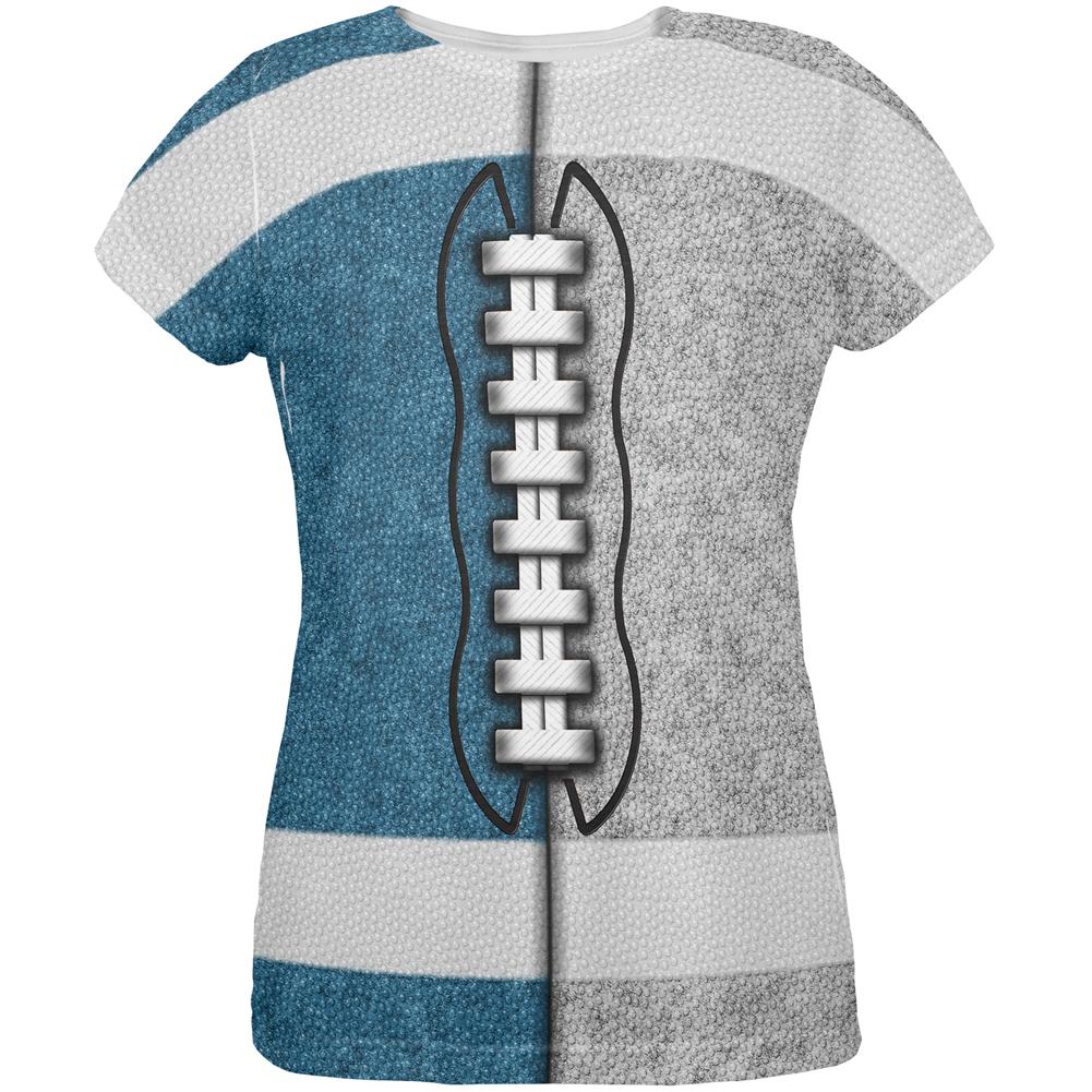 Fantasy Football Team Blue and Grey All Over Womens T Shirt Women's T-Shirts Old Glory 2XL Multi 