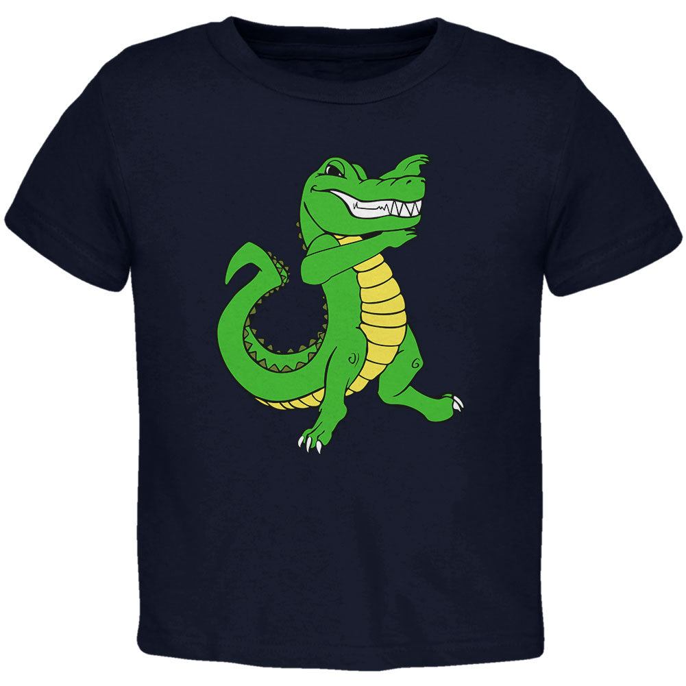 Mardi Gras Dabbing Alligator Toddler T Shirt Toddler T-Shirts global 2T Navy 