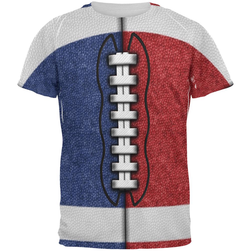 Fantasy Football Team Blue and Red All Over Mens T Shirt Men's T-Shirts Old Glory 2XL Multi 