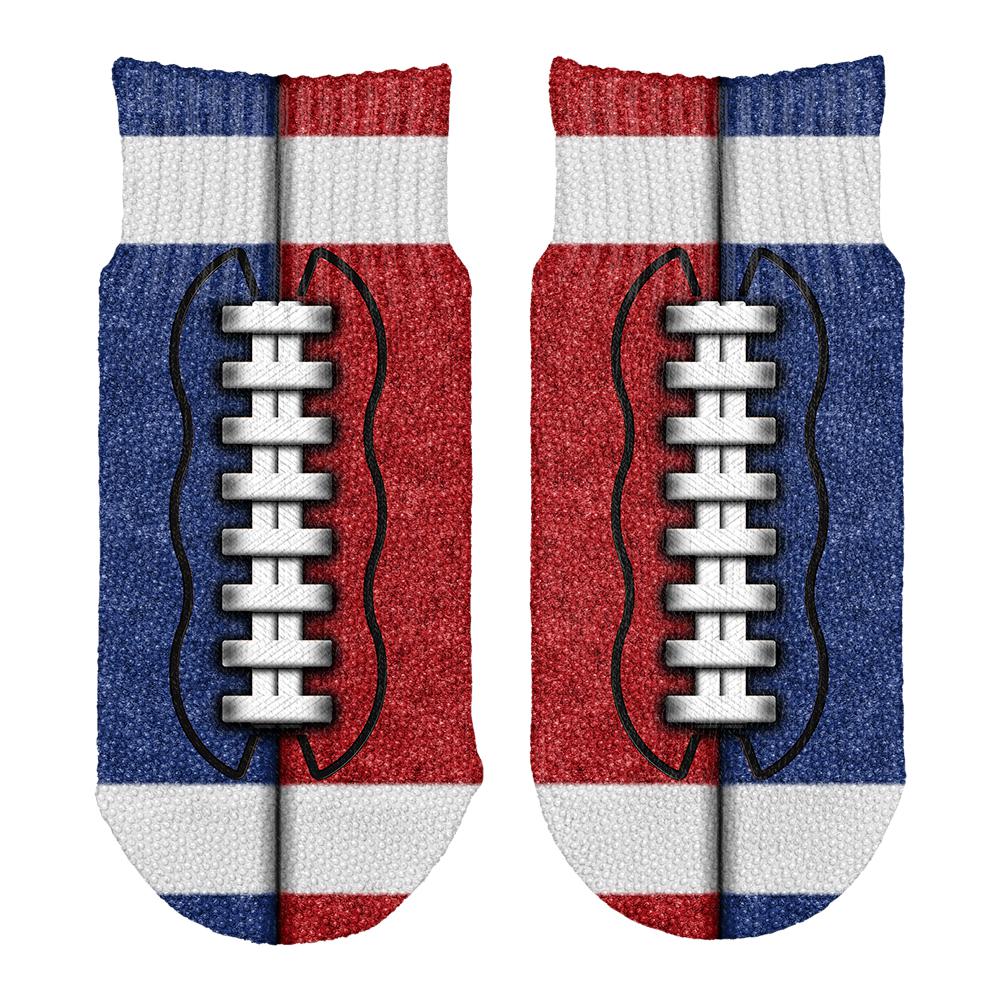 Fantasy Football Team Blue and Red All Over Toddler Ankle Socks Toddler Socks Old Glory OS White 