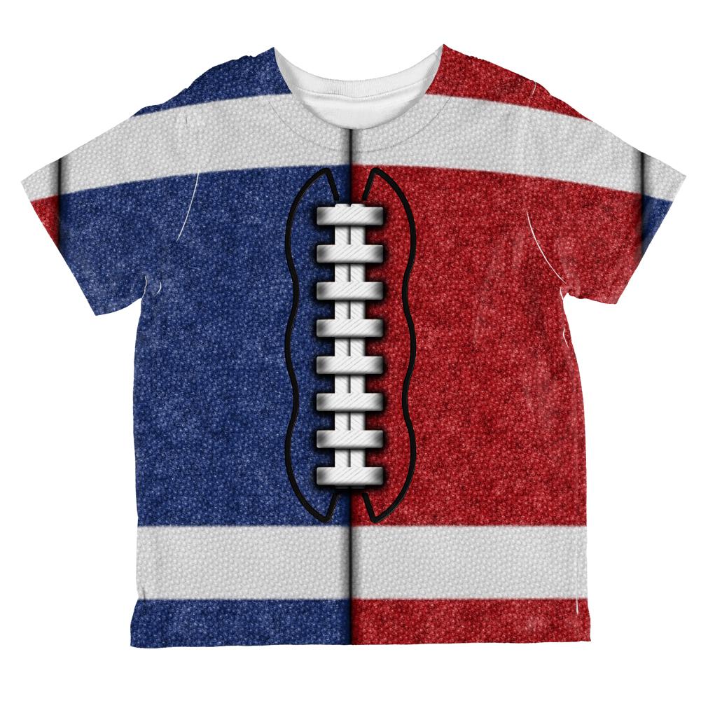 Fantasy Football Team Blue and Red All Over Toddler T Shirt Toddler T-Shirts Old Glory 2T Multi 