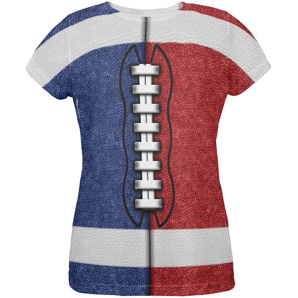 Fantasy Football Team Blue and Red All Over Womens T Shirt Women's T-Shirts Old Glory 2XL Multi 