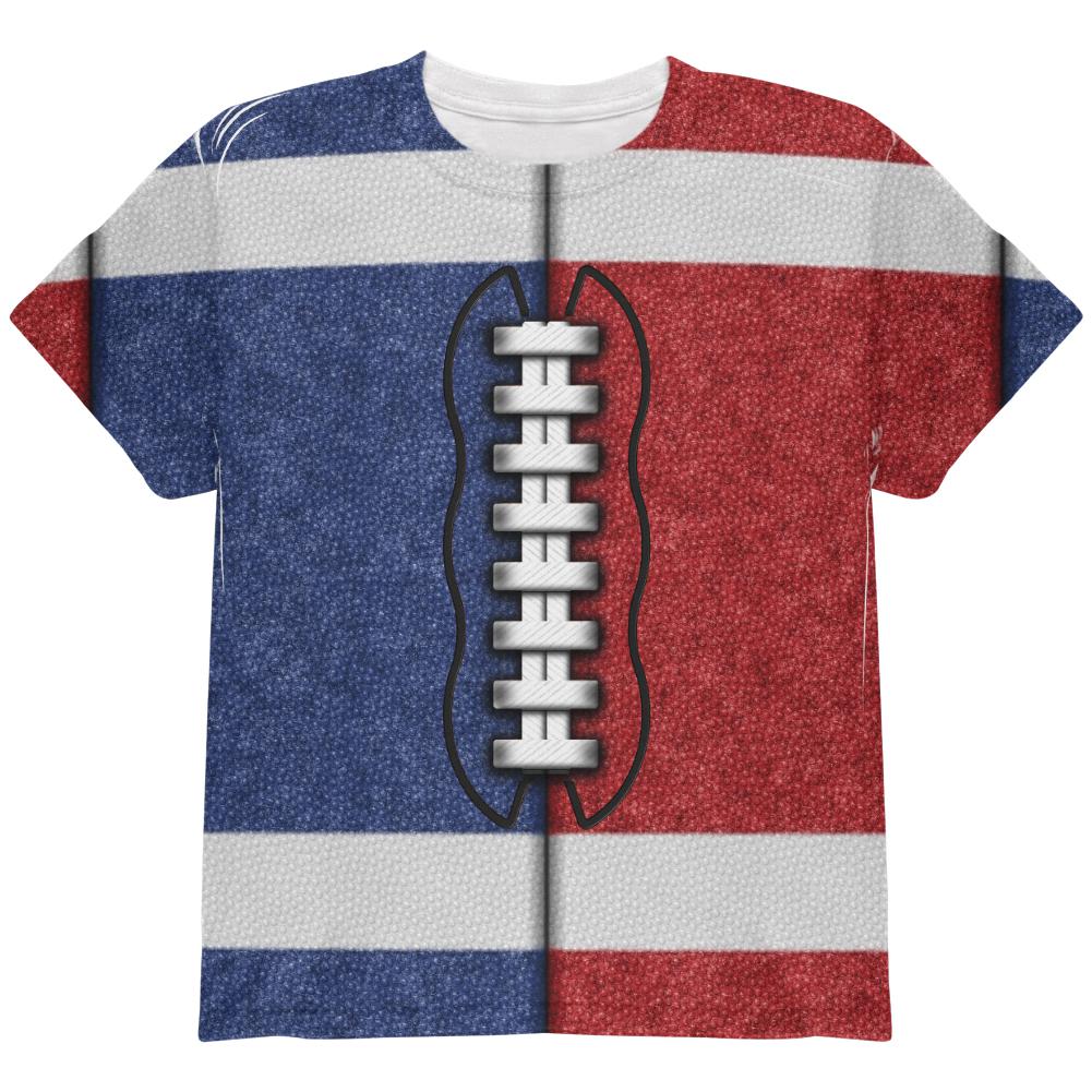 Fantasy Football Team Blue and Red All Over Youth T Shirt Youth T-Shirts Old Glory LG Multi 