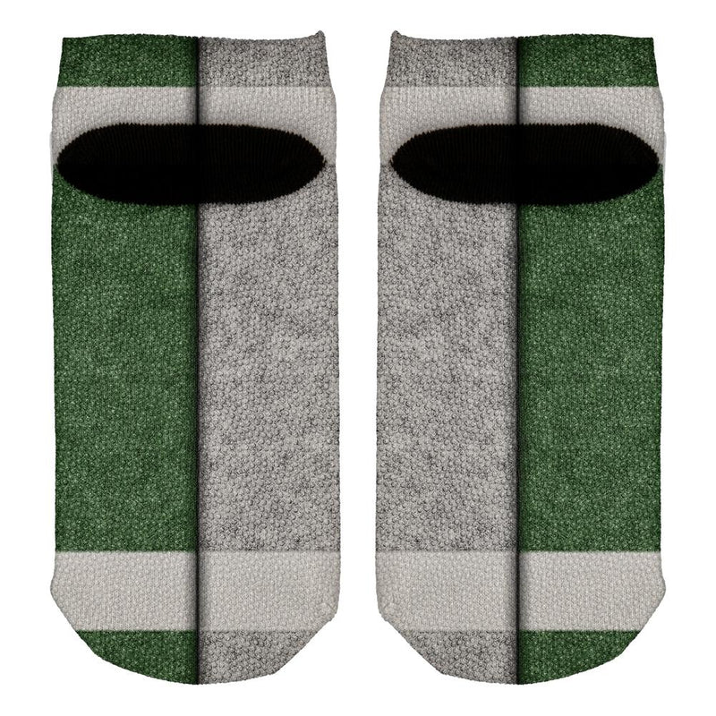 Fantasy Football Team Green and Silver All Over Adult Ankle Socks Men's Socks Old Glory   