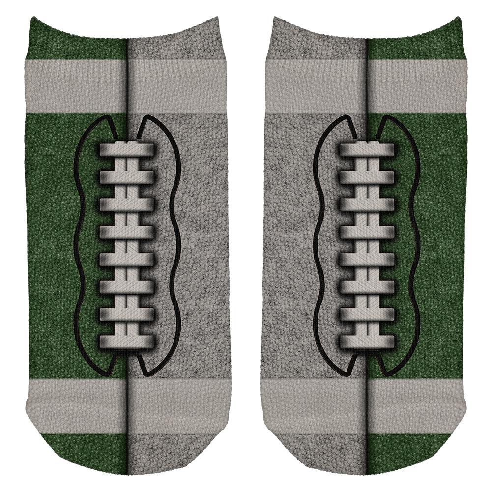 Fantasy Football Team Green and Silver All Over Adult Ankle Socks Men's Socks Old Glory OS White 