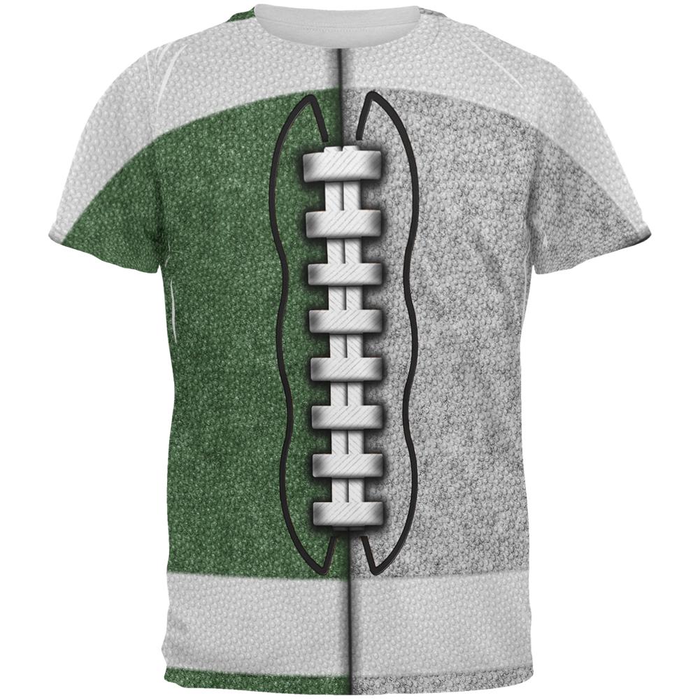 Fantasy Football Team Green and Silver All Over Mens T Shirt Men's T-Shirts Old Glory 2XL Multi 