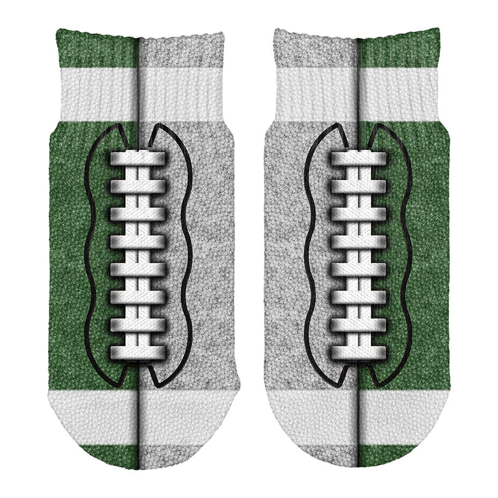 Fantasy Football Team Green and Silver All Over Toddler Ankle Socks Toddler Socks Old Glory OS White 