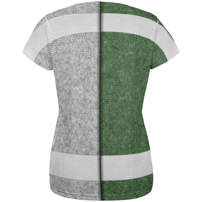 Fantasy Football Team Green and Silver All Over Womens T Shirt Women's T-Shirts Old Glory   