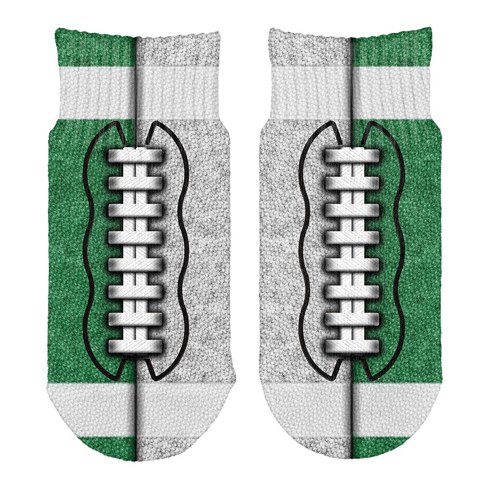 Fantasy Football Team Green and White All Over Toddler Ankle Socks Toddler Socks Old Glory OS White 