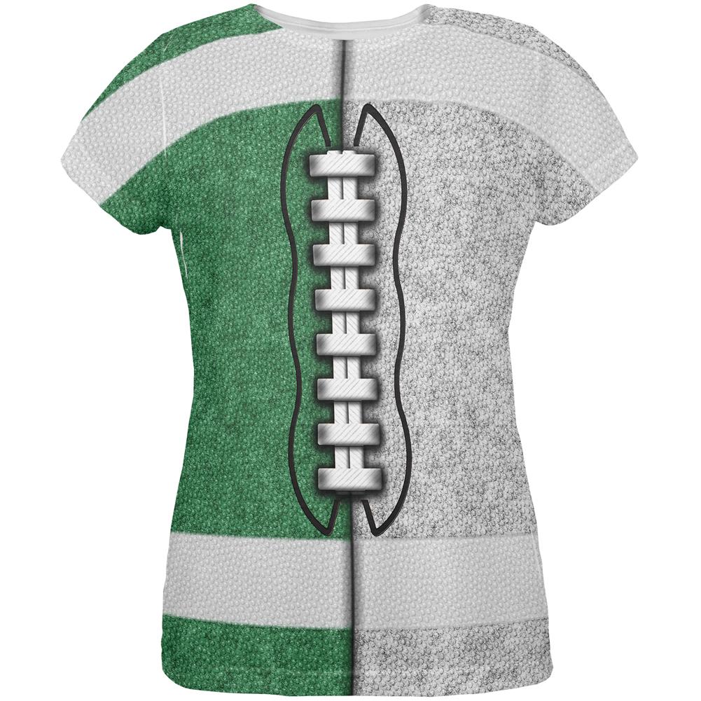 Fantasy Football Team Green and White All Over Womens T Shirt Women's T-Shirts Old Glory 2XL Multi 