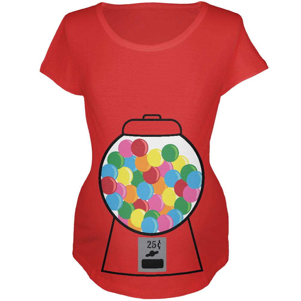 Candy Gumball Machine Costume Pregnancy Maternity Soft T Shirt Maternity T-Shirts Old Glory 2XL Red 