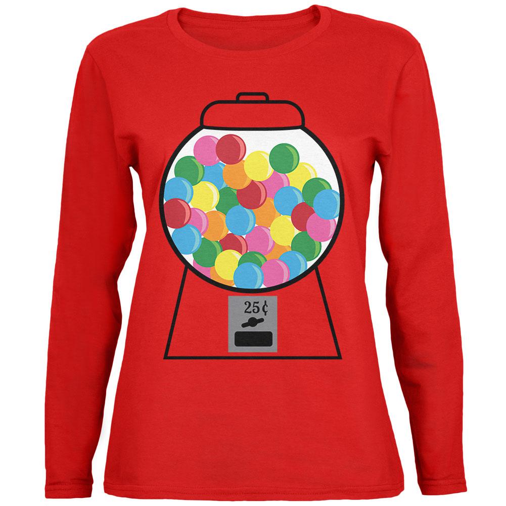 Candy Gumball Machine Costume Womens Long Sleeve T Shirt Women's Long Sleeves Old Glory 2XL Red 