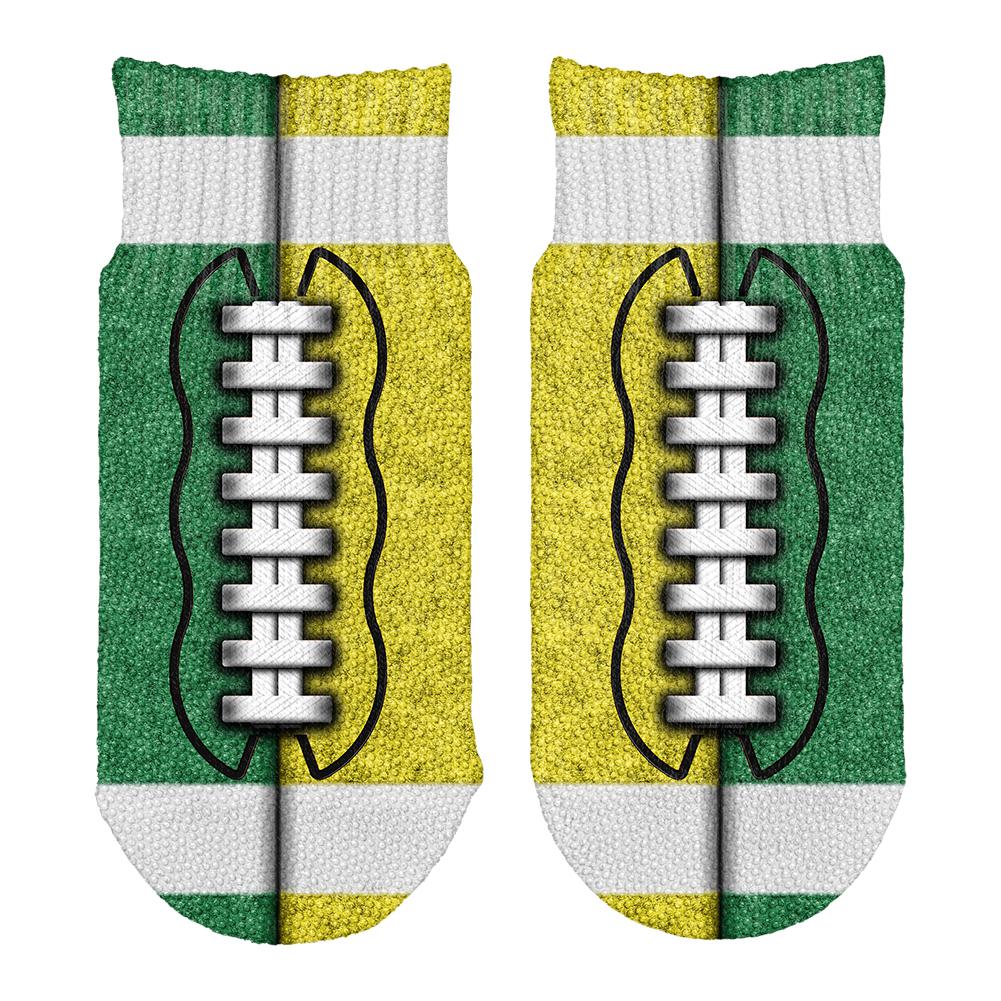 Fantasy Football Team Green and Yellow All Over Toddler Ankle Socks Toddler Socks Old Glory OS White 