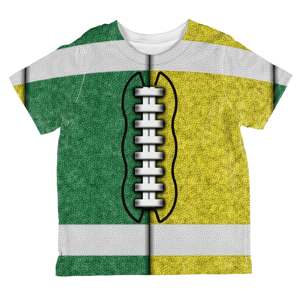 Fantasy Football Team Green and Yellow All Over Toddler T Shirt Toddler T-Shirts Old Glory 2T Multi 