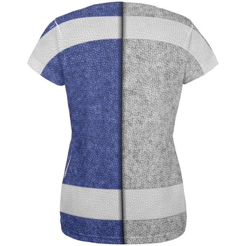 Fantasy Football Team Grey and Blue All Over Womens T Shirt Women's T-Shirts Old Glory   