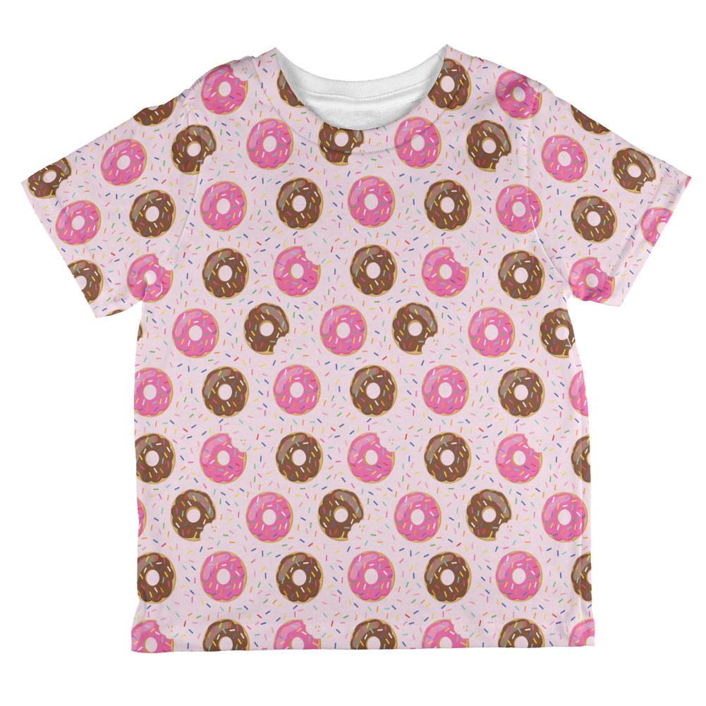 Frosted Donut Sprinkles Food Repeat Pattern All Over Toddler T Shirt Toddler T-Shirts Old Glory 2T Pink 