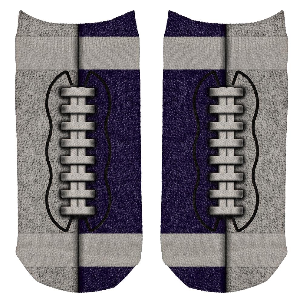 Fantasy Football Team Grey and Navy All Over Adult Ankle Socks Men's Socks Old Glory OS White 