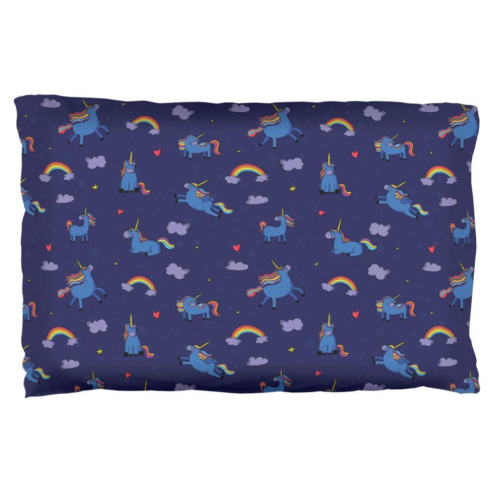 Flying Unicorn Unicorns Sky Repeat Pattern Pillow Case Pillowcases Old Glory OS Navy 