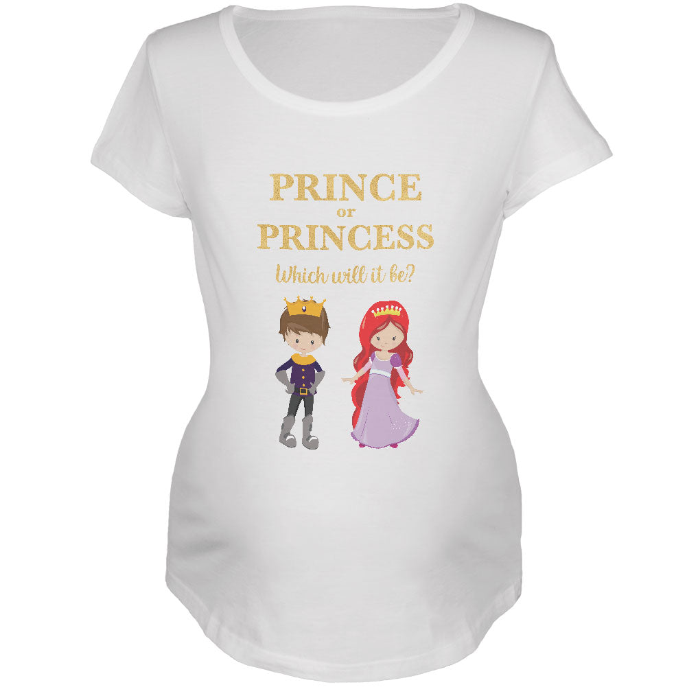 Gender Reveal Prince Or Princess Maternity Soft T Shirt Maternity T-Shirts global 2XL White 