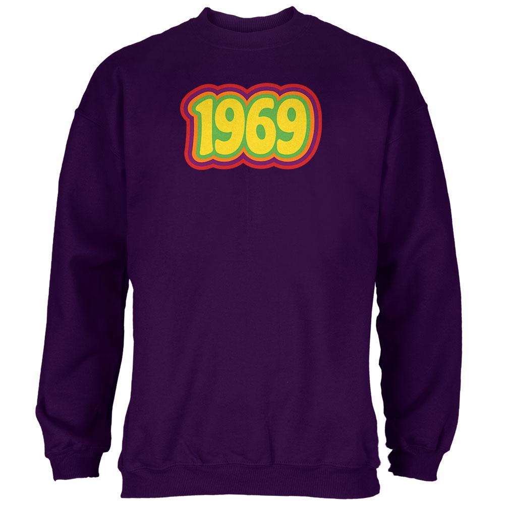 Milestone Birthday 60's 1969 Retro Psychedelic Mens Sweatshirt Men's Sweatshirts Old Glory 2XL Purple 