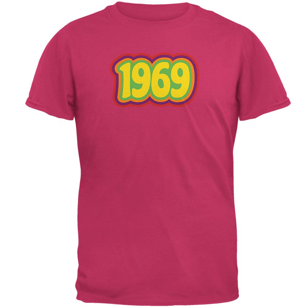 Milestone Birthday 60's 1969 Retro Psychedelic Mens T Shirt Men's T-Shirts Old Glory 2XL Pink 