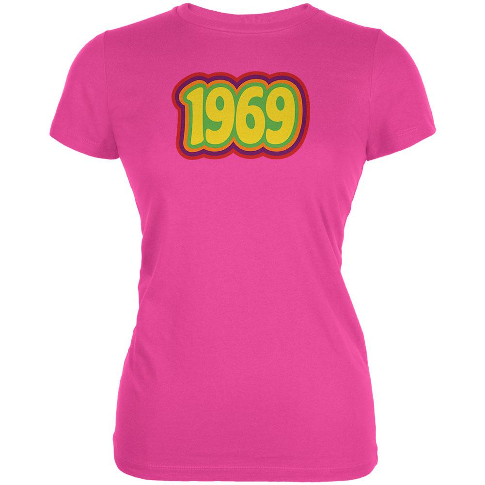 Milestone Birthday 60's 1969 Retro Psychedelic Juniors Soft T Shirt Juniors T-Shirts Old Glory 2XL Purple 