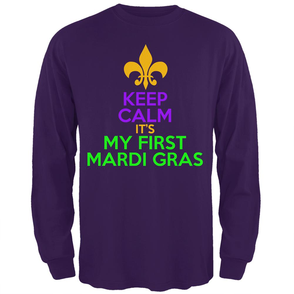 My First Mardi Gras Mens Long Sleeve T Shirt Men's Long Sleeves Old Glory 2XL Purple 