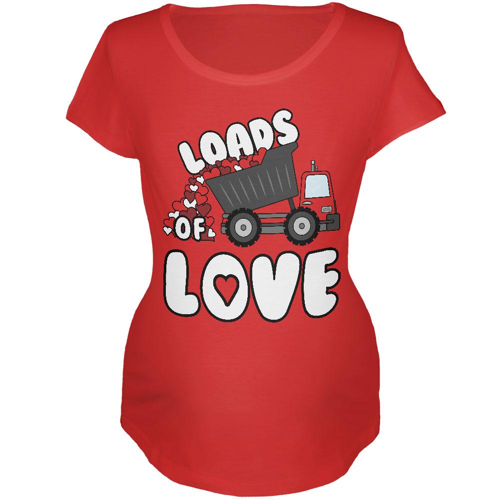 Valentine's Day Truck Loads of Love Maternity Soft T Shirt Maternity T-Shirts Old Glory 2XL Red 