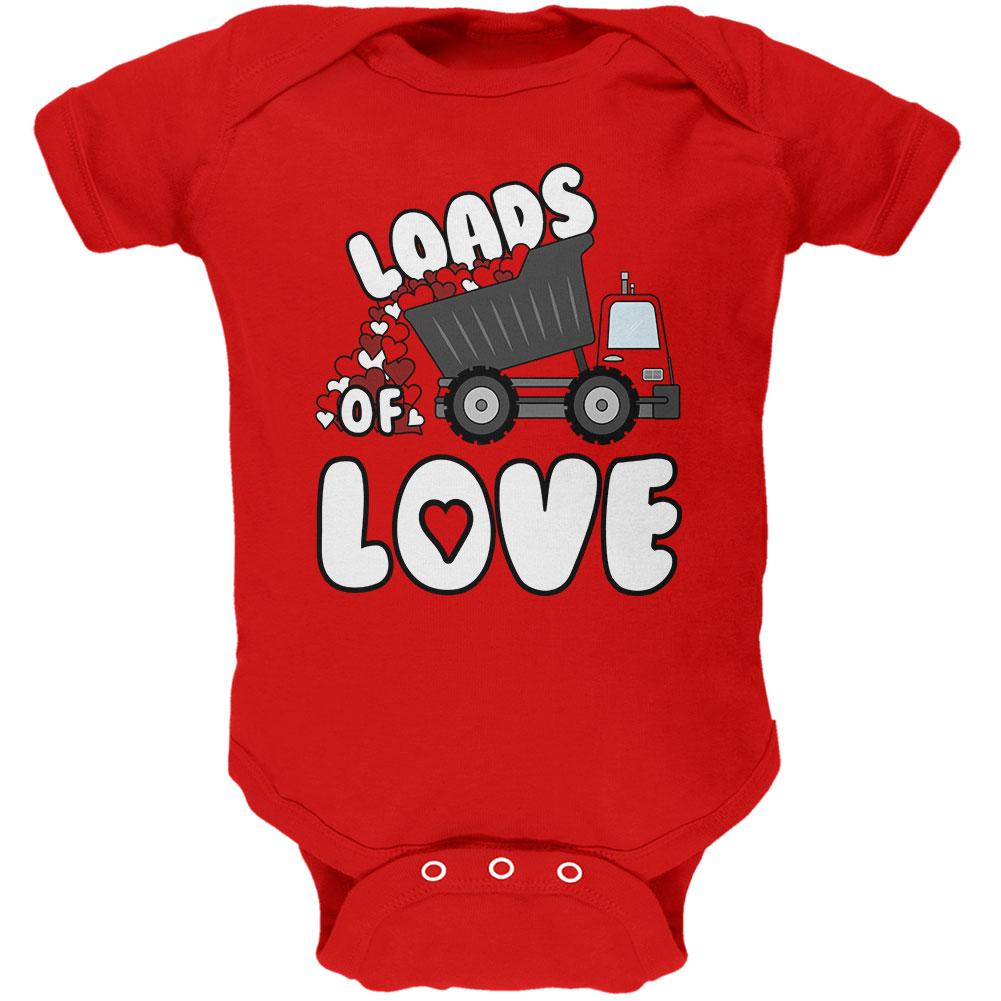 Valentine's Day Truck Loads of Love Soft Baby One Piece Baby One Piece Old Glory 0-3M Red 