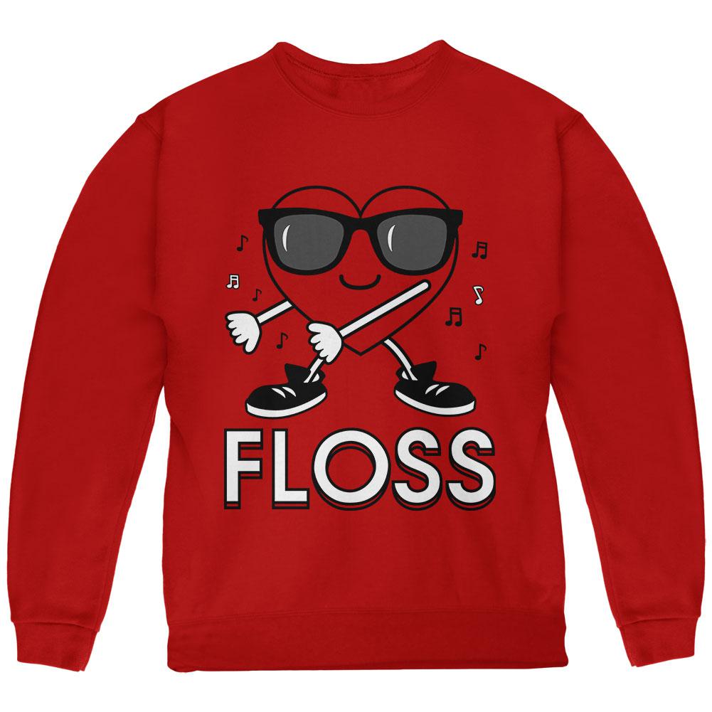 Valentine's Day Floss Flossing Dancing Heart Youth Sweatshirt Youth Sweatshirts Old Glory LG Red 