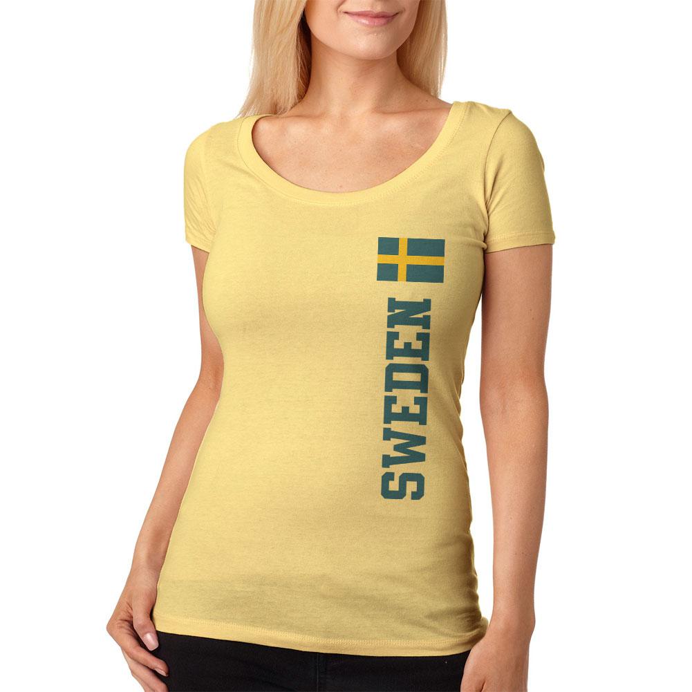 World Cup Sweden Womens Soft Scoop T Shirt Women's T-Shirts Old Glory 2XL Yellow 